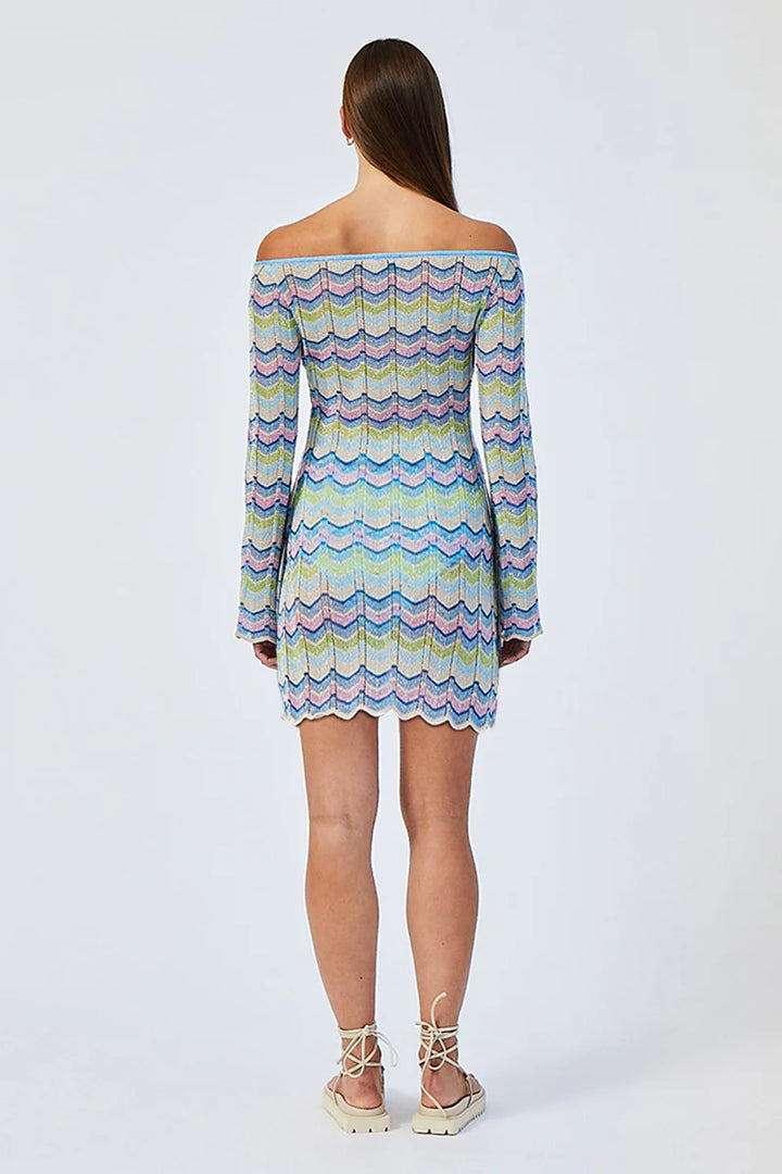 SUBOO Womens Karo Off Shoulder Chevron Knit Mini Dress - Multi, WOMENS DRESSES, SUBOO, Elwood 101