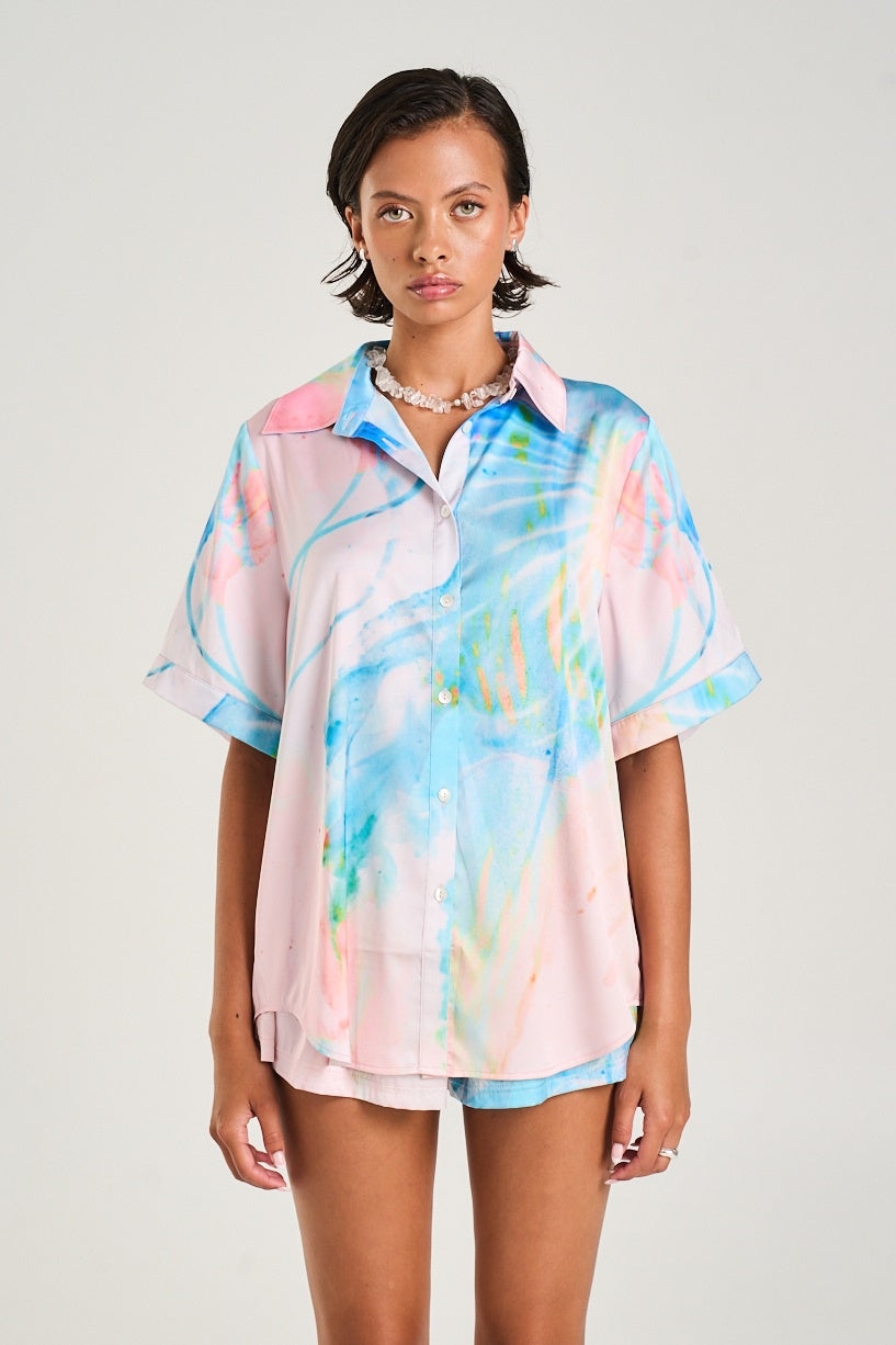 SUMMI SUMMI Womens Button Up Shirt in Medusa Phase Print, WOMENS TOPS & SHIRTS, SUMMI SUMMI, Elwood 101