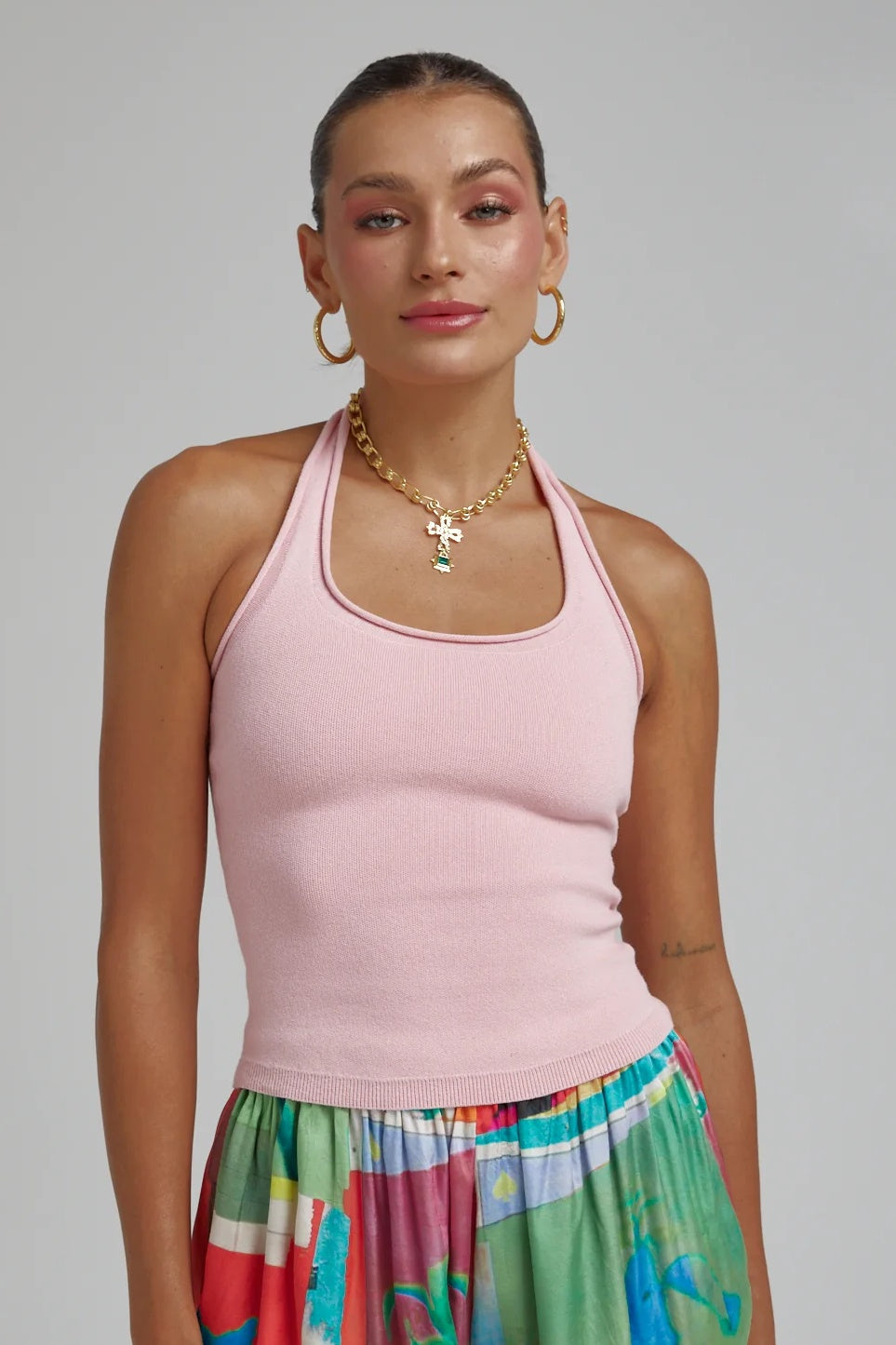 SUMMI SUMMI Womens Knit Halter Top - Blush, WOMENS TOPS & SHIRTS, SUMMI SUMMI, Elwood 101