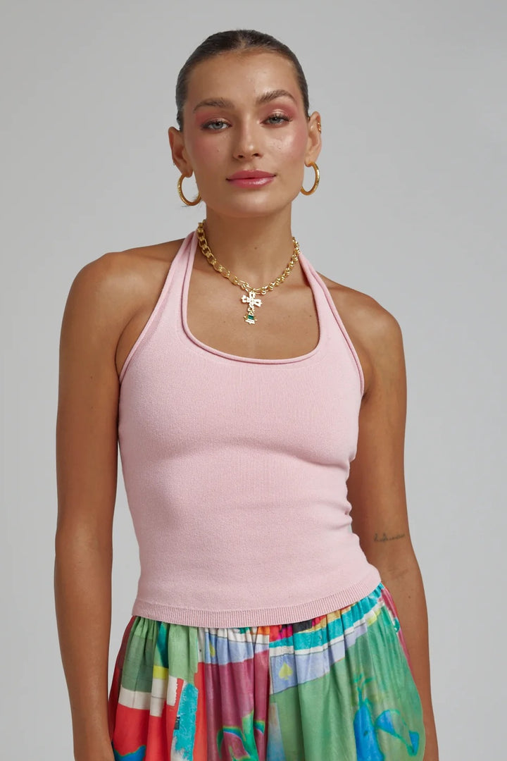 SUMMI SUMMI Womens Knit Halter Top - Blush, WOMENS TOPS & SHIRTS, SUMMI SUMMI, Elwood 101