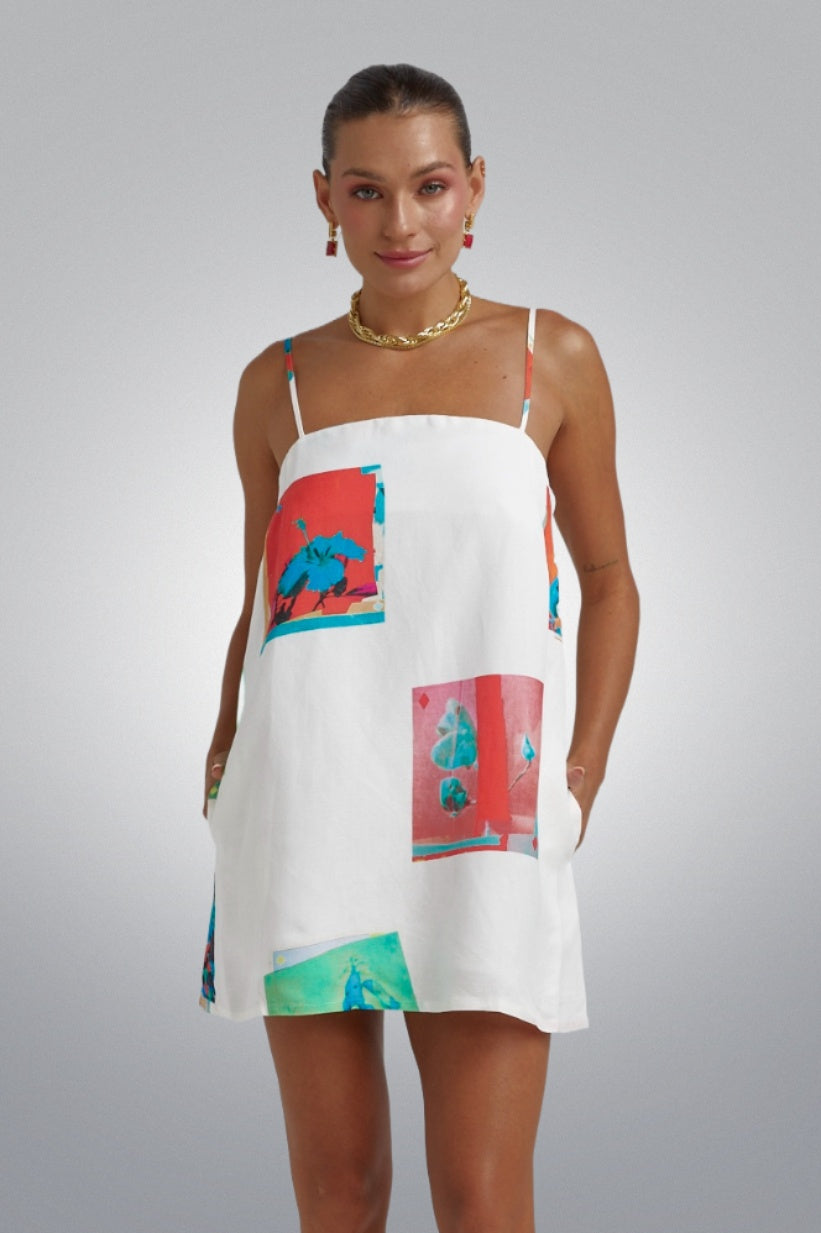 SUMMI SUMMI Womens Linen Shift Dress - Montage White, WOMENS DRESSES, SUMMI SUMMI, Elwood 101