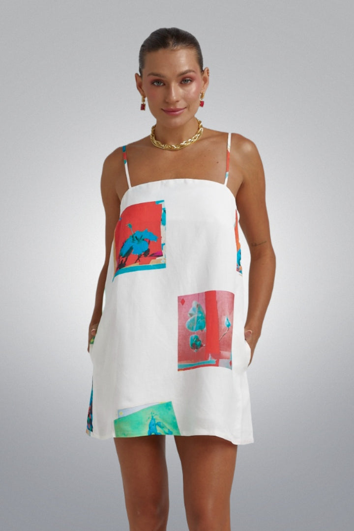 SUMMI SUMMI Womens Linen Shift Dress - Montage White, WOMENS DRESSES, SUMMI SUMMI, Elwood 101