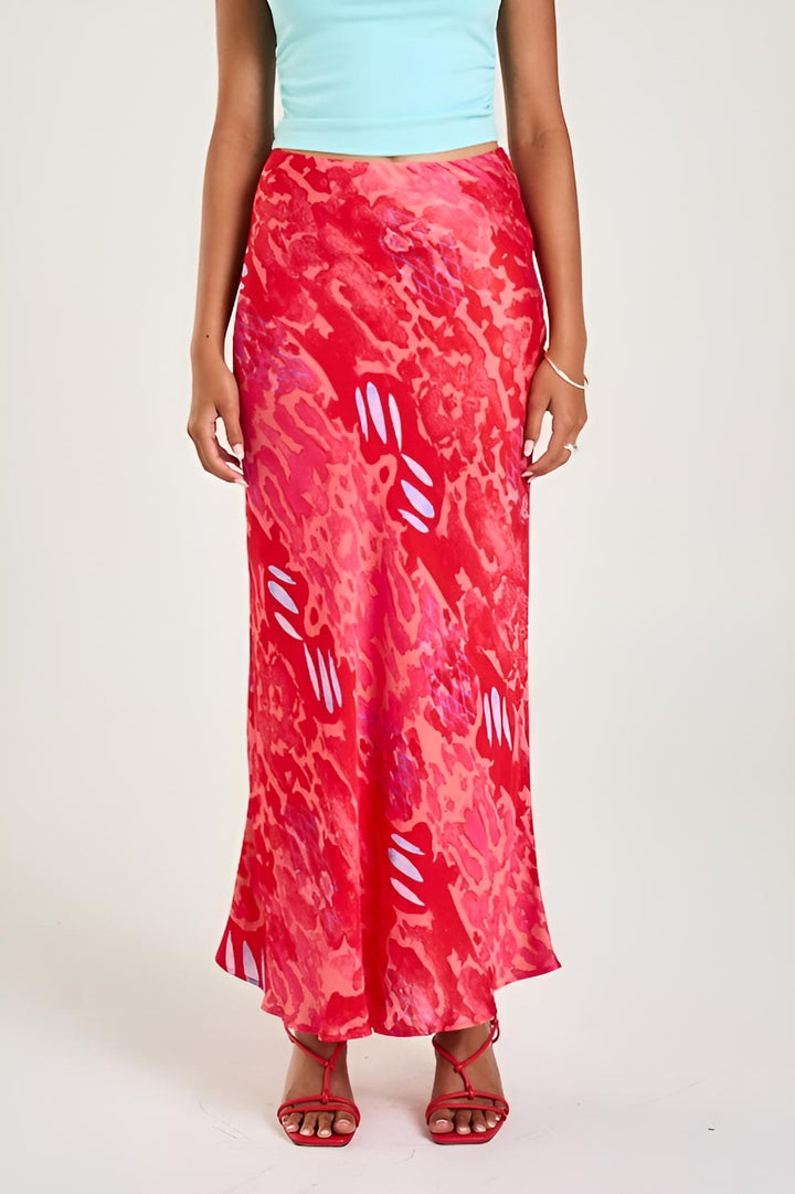 SUMMI SUMMI Womens Slip Skirt in Red Cycloid Print, WOMENS SKIRTS, SUMMI SUMMI, Elwood 101