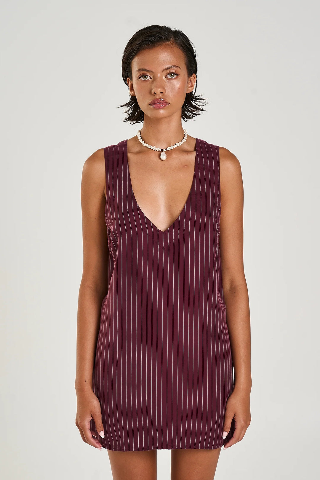 SUMMI SUMMI Womens V Neck Shift Dress Kina Pinstripe, WOMENS DRESSES, SUMMI SUMMI, Elwood 101