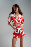 SUMMI SUMMI Womens Cropped Linen Twist Shirt - Sailors Delight, WOMENS TOPS & SHIRTS, SUMMI SUMMI, Elwood 101