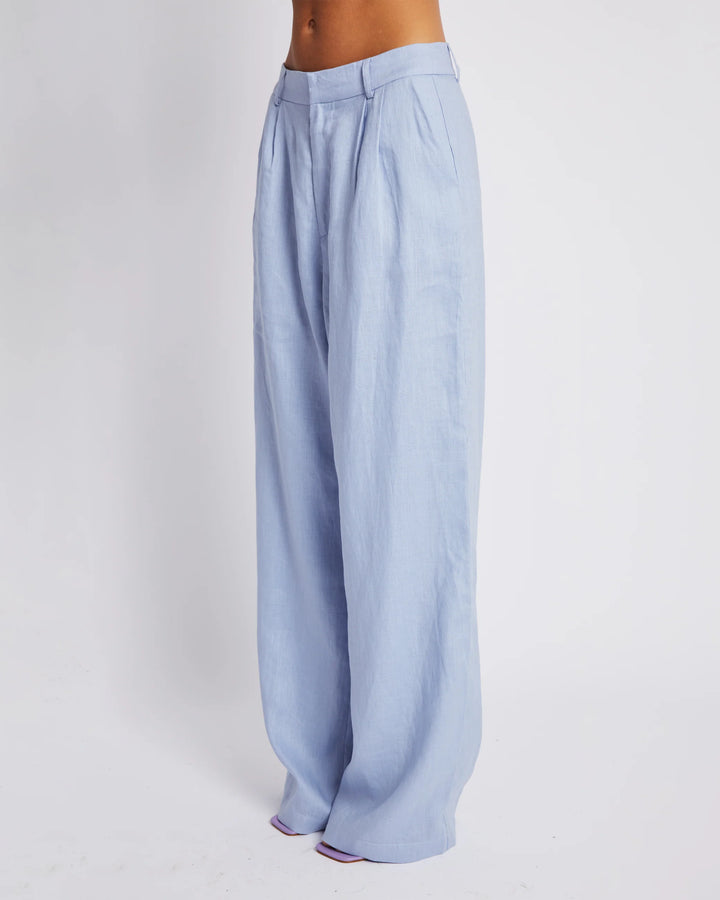 SUMMI SUMMI Womens Wide Leg  Linen Trousers - Alice Blue, WOMENS PANTS, SUMMI SUMMI, Elwood 101