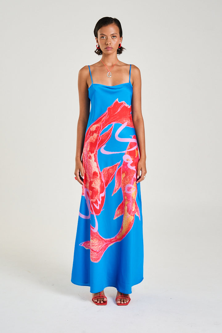 SUMMI SUMMI Womens Luna Maxi Dress in Koi Print, WOMENS DRESSES, SUMMI SUMMI, Elwood 101