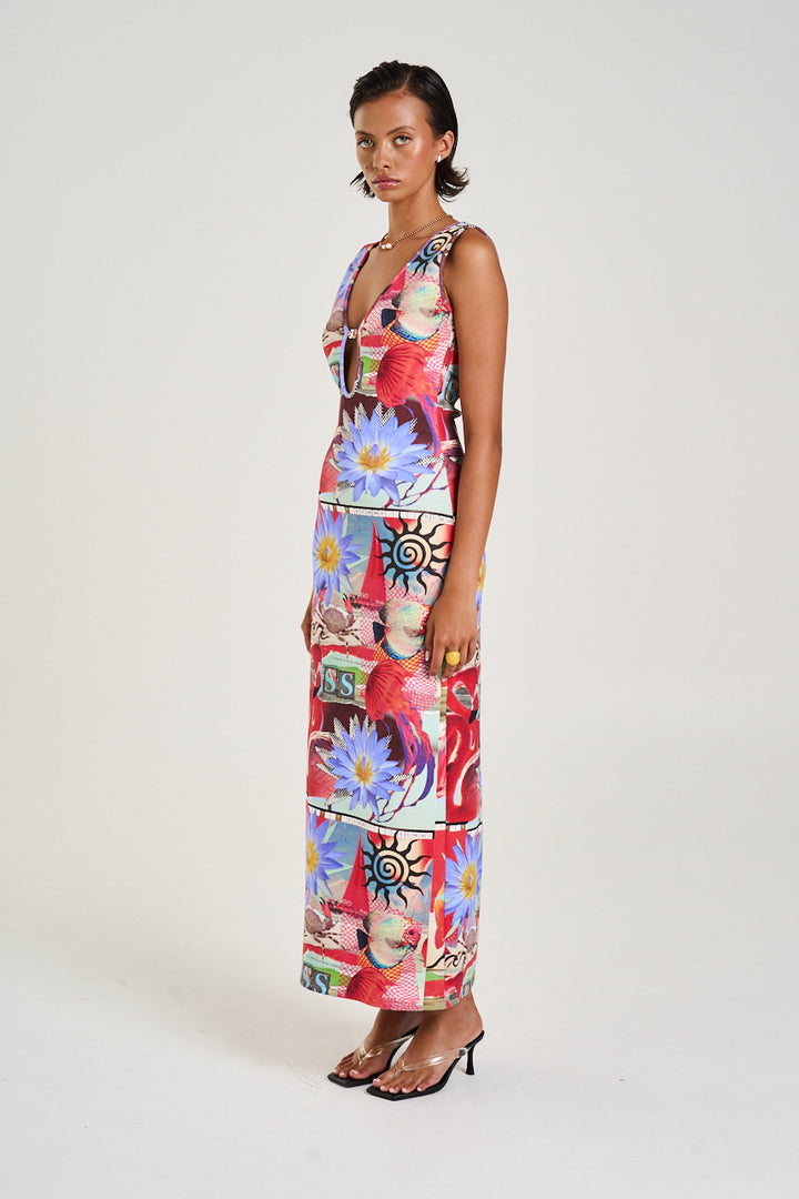 SUMMI SUMMI Womens Miami Maxi Dress in Dazed Print, WOMENS DRESSES, SUMMI SUMMI, Elwood 101