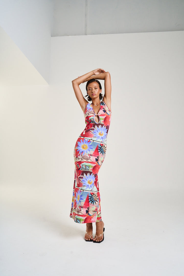 SUMMI SUMMI Womens Miami Maxi Dress in Dazed Print, WOMENS DRESSES, SUMMI SUMMI, Elwood 101
