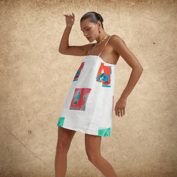 SUMMI SUMMI Womens Linen Shift Dress - Montage White, WOMENS DRESSES, SUMMI SUMMI, Elwood 101