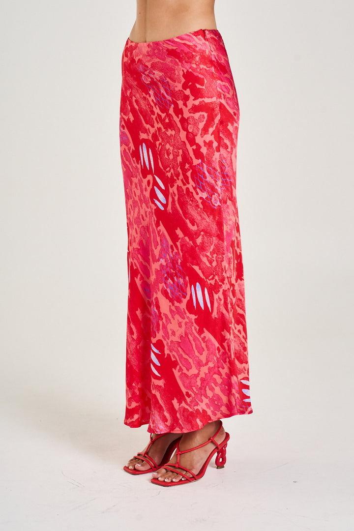 SUMMI SUMMI Womens Slip Skirt in Red Cycloid Print, WOMENS SKIRTS, SUMMI SUMMI, Elwood 101