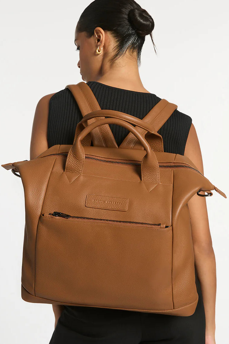 STATUS ANXIETY Womens Comes In Waves Leather Bag - Camel, WOMENS BAGS & CLUTCHES, STATUS ANXIETY, Elwood 101