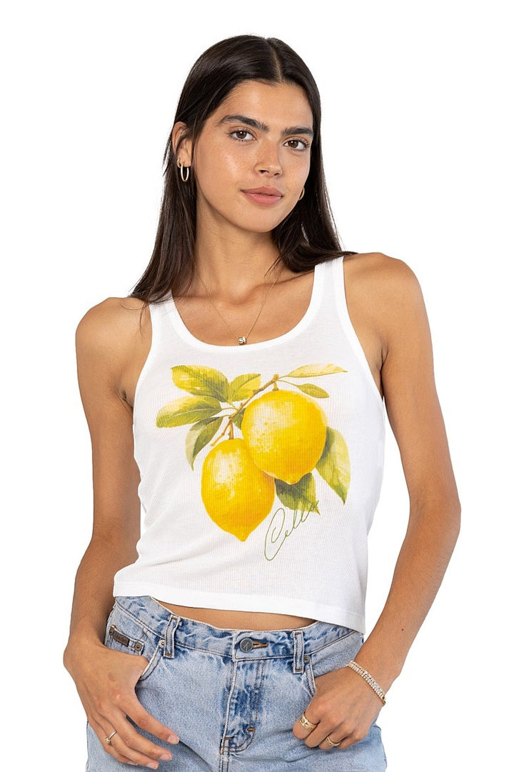 THE LAUNDRY ROOM Womens Lemoncello Rib Tank in White