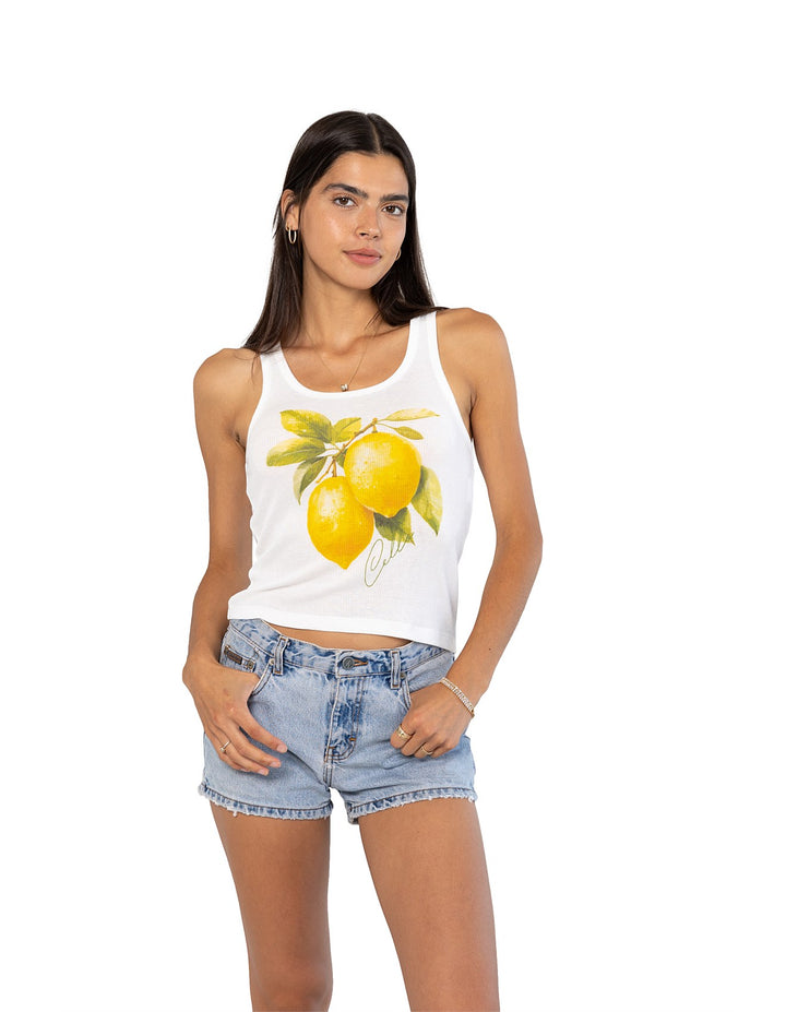 THE LAUNDRY ROOM Womens Lemoncello Rib Tank in White