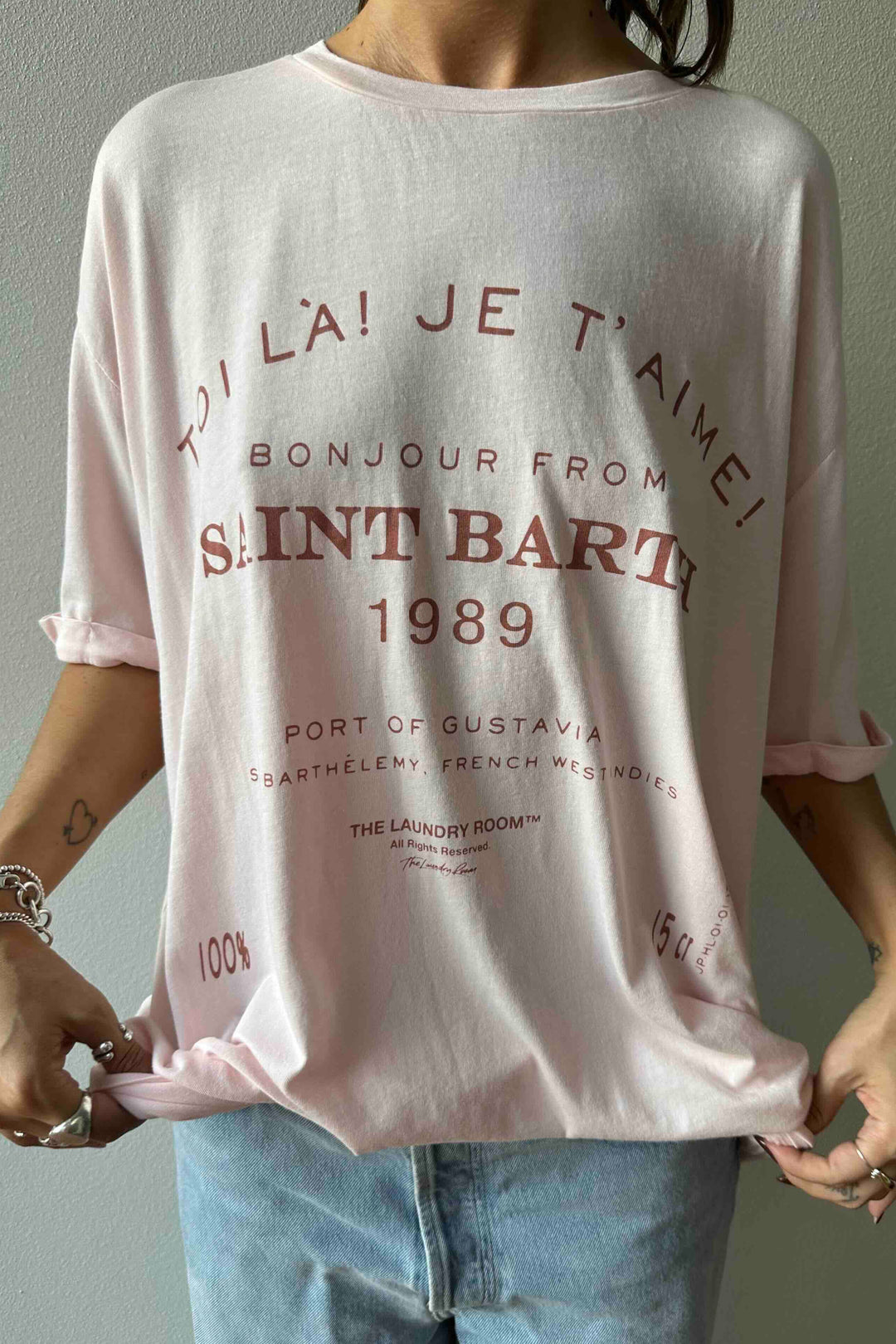THE LAUNDRY ROOM Womens Saint Barth 89 Oversized Tee - Blush Pink, WOMENS TEES & TANKS, THE LAUNDRY ROOM, Elwood 101