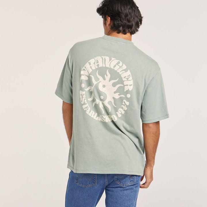 WRANGLER Mens Sun Yin Slacker Recycled Cotton Tee - Washed Jade, MENS TEE SHIRTS, WRANGLER, Elwood 101