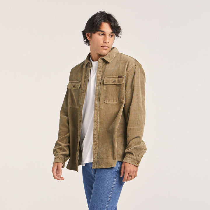 WRANGLER Mens Parallels Cord Shirt - Fern, MENS SHIRTS, WRANGLER, Elwood 101