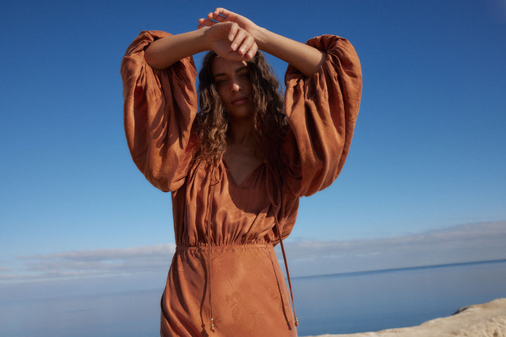 AUGUST THE LABEL Womens Zelda Midi Dress - Rust, WOMENS DRESSES, AUGUSTE THE LABEL, Elwood 101