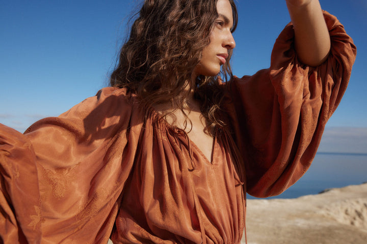 AUGUST THE LABEL Womens Zelda Midi Dress - Rust, WOMENS DRESSES, AUGUSTE THE LABEL, Elwood 101