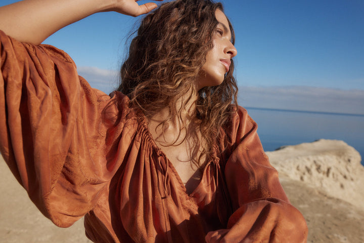 AUGUST THE LABEL Womens Zelda Midi Dress - Rust, WOMENS DRESSES, AUGUSTE THE LABEL, Elwood 101