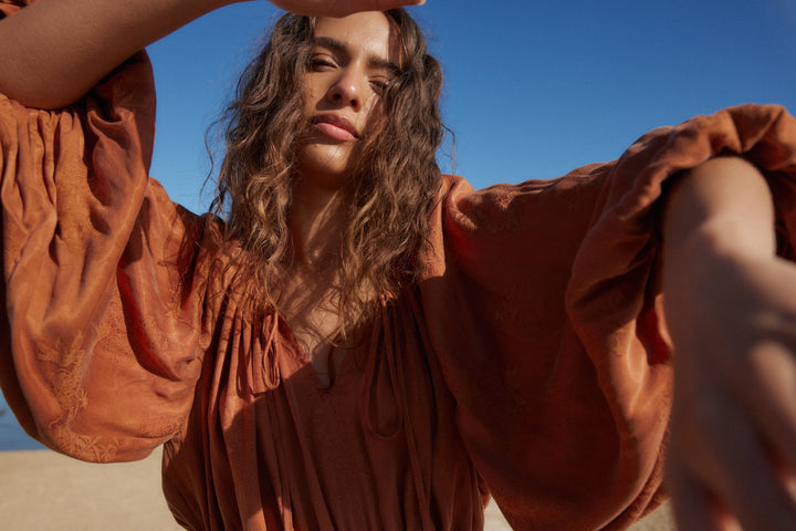 AUGUST THE LABEL Womens Zelda Midi Dress - Rust, WOMENS DRESSES, AUGUSTE THE LABEL, Elwood 101