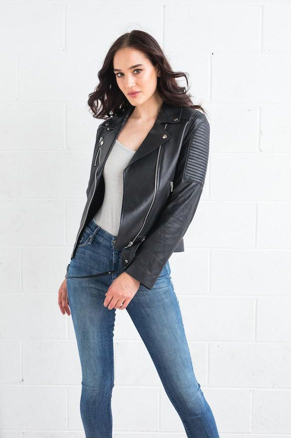 Dea The Label WOMENS  REVENGE LEATHER BIKER JACKET, WOMENS JACKETS & BLAZERS, DEA THE LABEL, Elwood 101