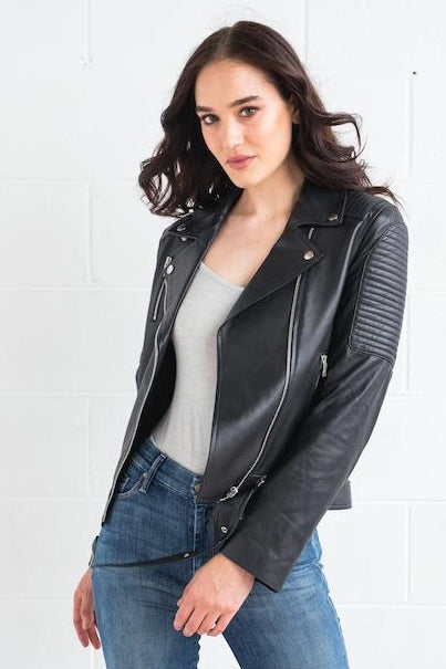 Dea The Label WOMENS  REVENGE LEATHER BIKER JACKET, WOMENS JACKETS & BLAZERS, DEA THE LABEL, Elwood 101