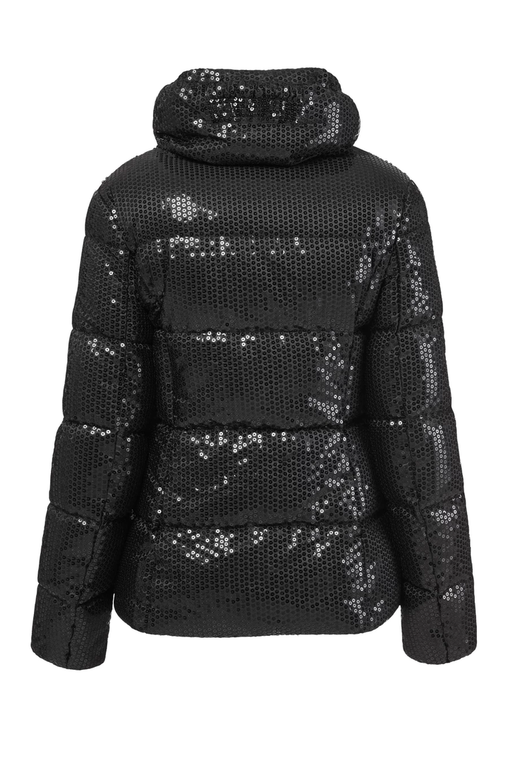 Unreal Fur WOMENS DESIRE SEQUIN PUFFER  JACKET BLACK, WOMENS JACKETS & BLAZERS, UNREAL FUR, Elwood 101
