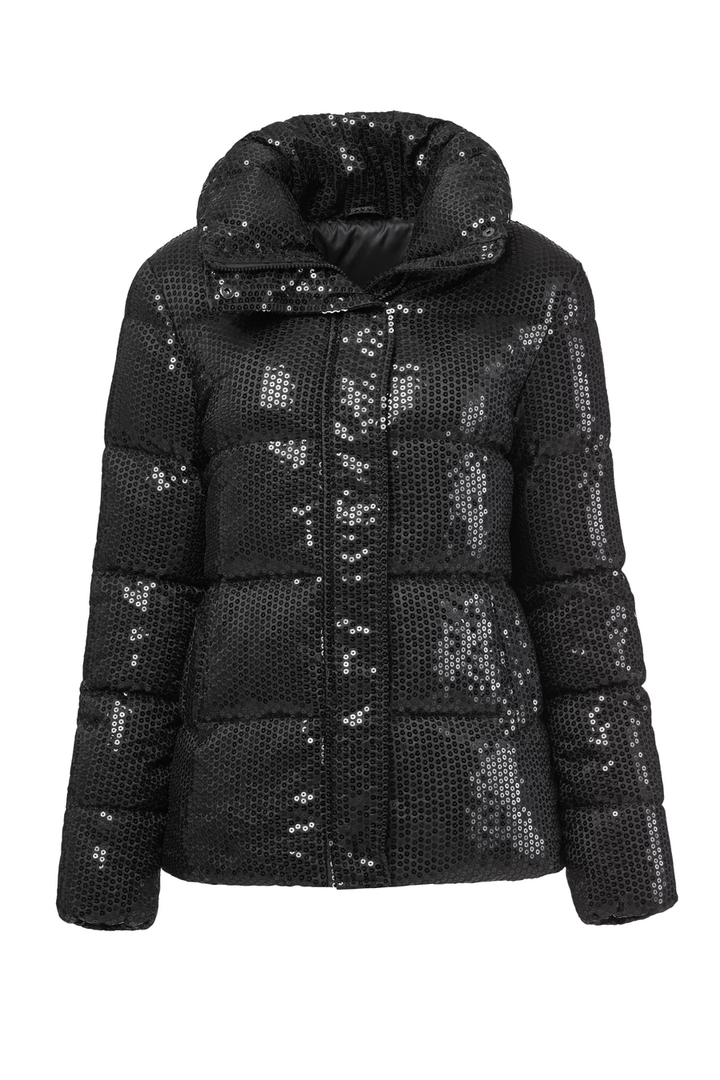 Unreal Fur WOMENS DESIRE SEQUIN PUFFER  JACKET BLACK, WOMENS JACKETS & BLAZERS, UNREAL FUR, Elwood 101