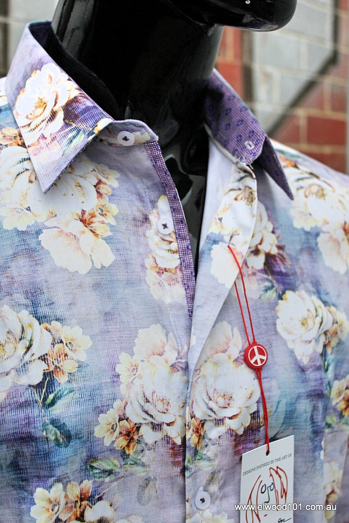 John Lennon Mens Norwegian Wood Long Sleeve Shirt Lilac, MENS SHIRTS, JOHN LENNON, Elwood 101