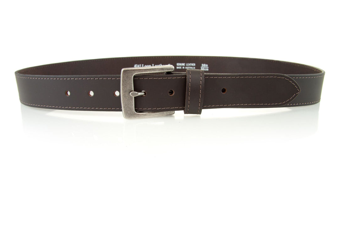 Loop Leather Co MENS WORK TUFF LEATHER BELT CHOC, MENS BELTS, LOOP, Elwood 101