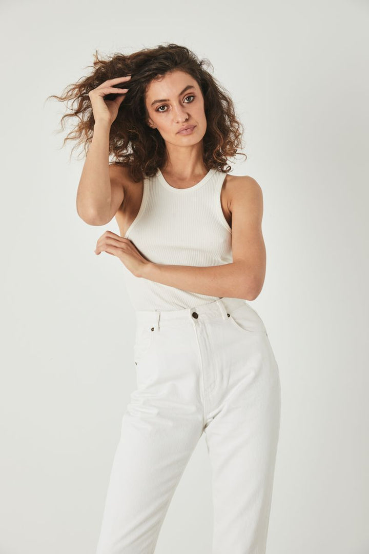 Rollas WOMENS MILLER RIB TANK WHITE, WOMENS TEES & TANKS, ROLLAS, Elwood 101