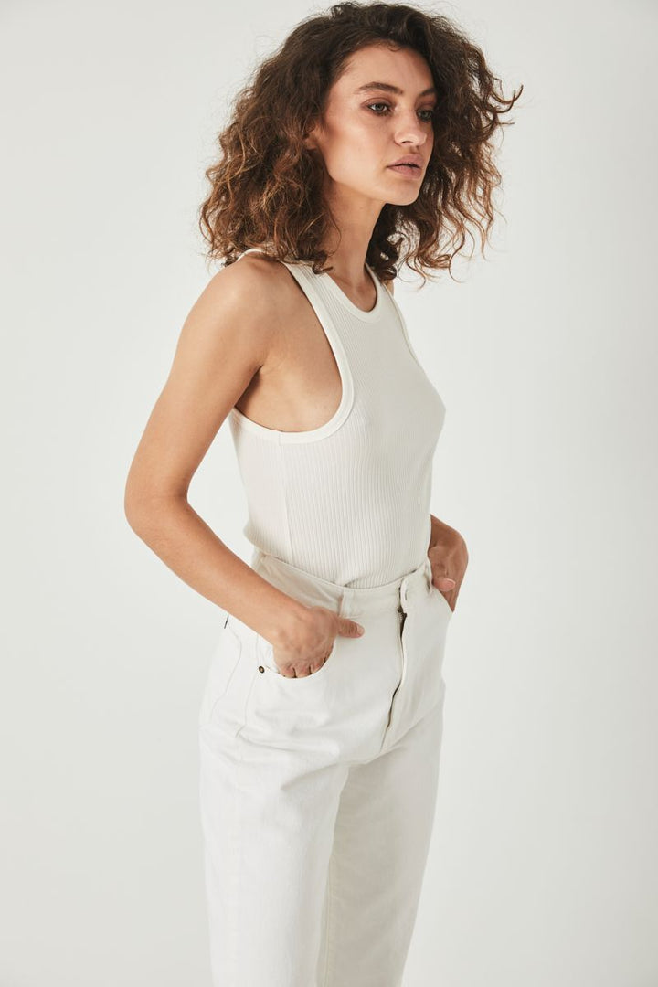Rollas WOMENS MILLER RIB TANK WHITE, WOMENS TEES & TANKS, ROLLAS, Elwood 101