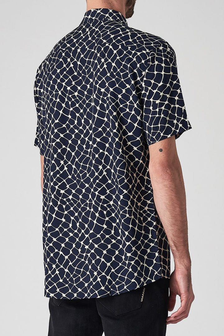 Neuw MENS WEB SHORT SLEEVE SHIRT NAVY, MENS SHIRTS, NEUW, Elwood 101