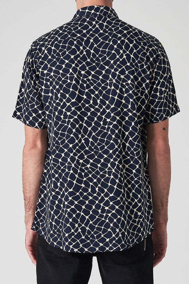 Neuw MENS WEB SHORT SLEEVE SHIRT NAVY, MENS SHIRTS, NEUW, Elwood 101