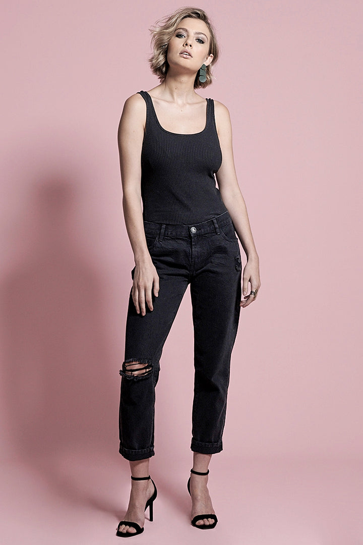 OneTeaspoon WOMENS DOUBLE BLACK AWESOME BAGGIES STRAIGHT LEG JEANS, WOMENS DENIM, OneTeaspoon, Elwood 101