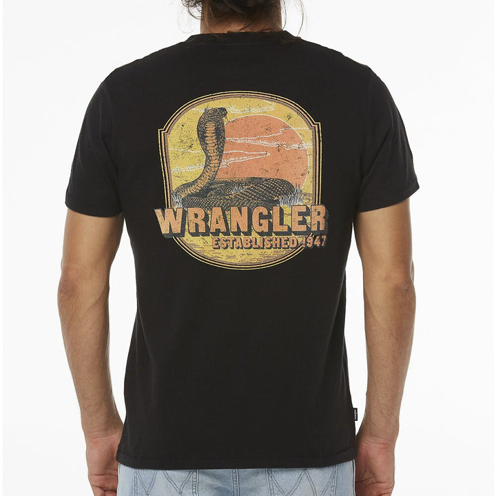 Wrangler Mens Desert King Tee Worn Black, MENS TEE SHIRTS, WRANGLER, Elwood 101