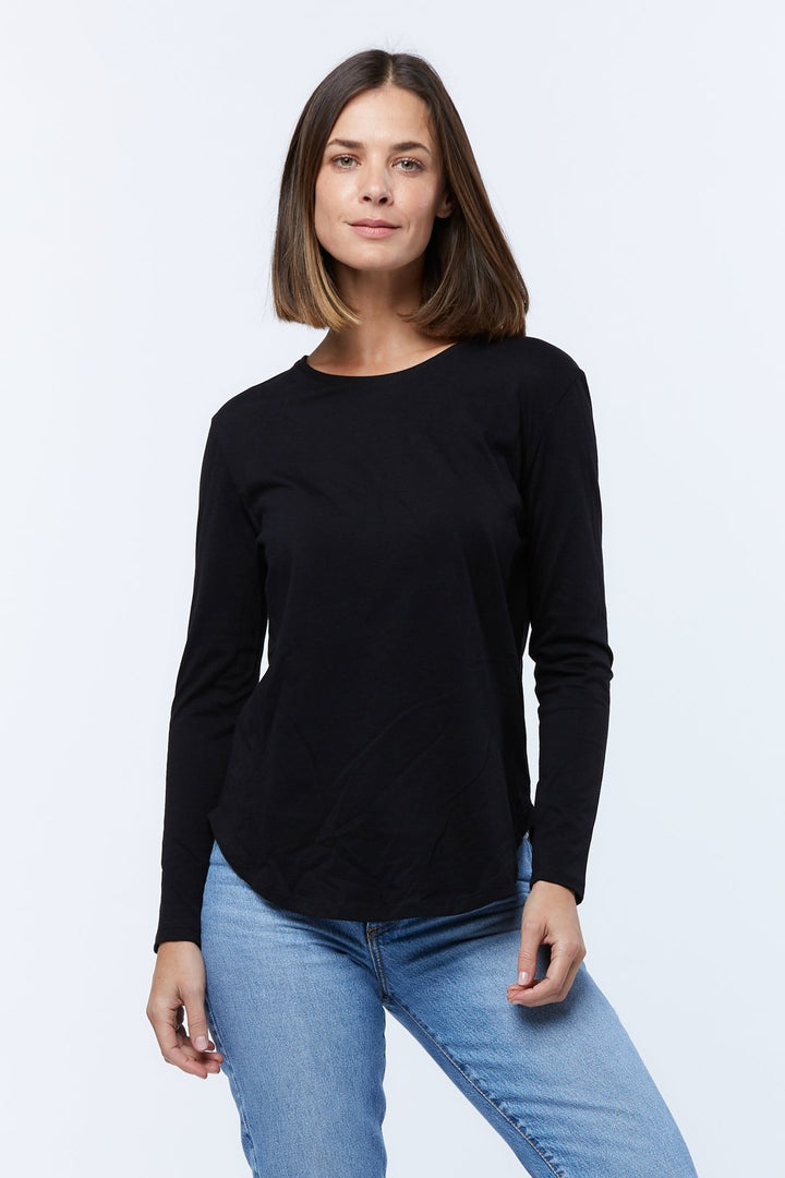Casa Amuk WOMENS LONG SLEEVE SADDLE HEM TEE BLACK, WOMENS TEES & TANKS, CASA AMUK, Elwood 101