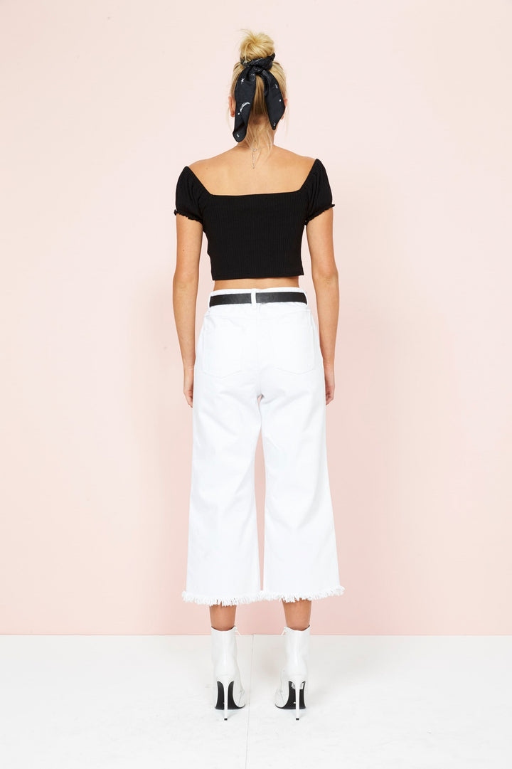 MinkPink PRAIRIE RIB CROP TOP - Black, WOMENS TOPS & SHIRTS, MINKPINK, Elwood 101