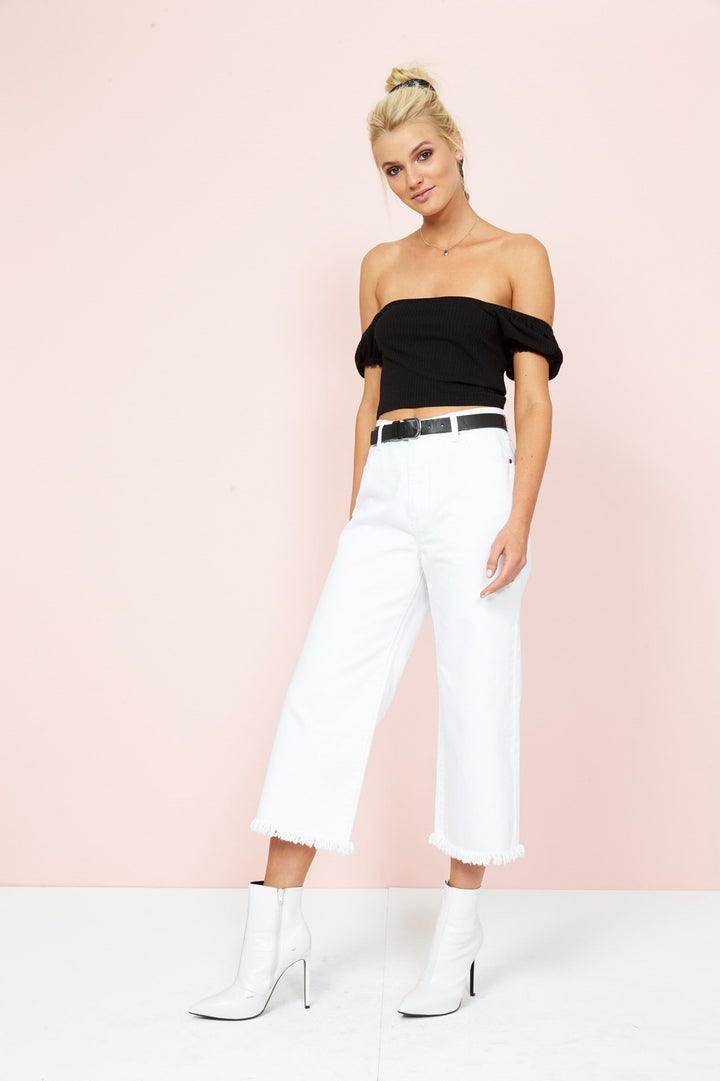 MinkPink PRAIRIE RIB CROP TOP - Black, WOMENS TOPS & SHIRTS, MINKPINK, Elwood 101