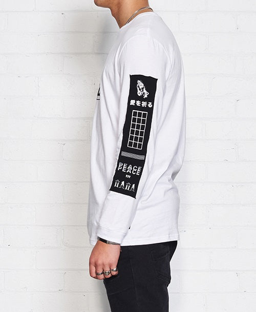 nANA jUDY MENS ORIGIN LONG SLEEVE TEE SHIRT WHITE, MENS TEE SHIRTS, NANA JUDY, Elwood 101