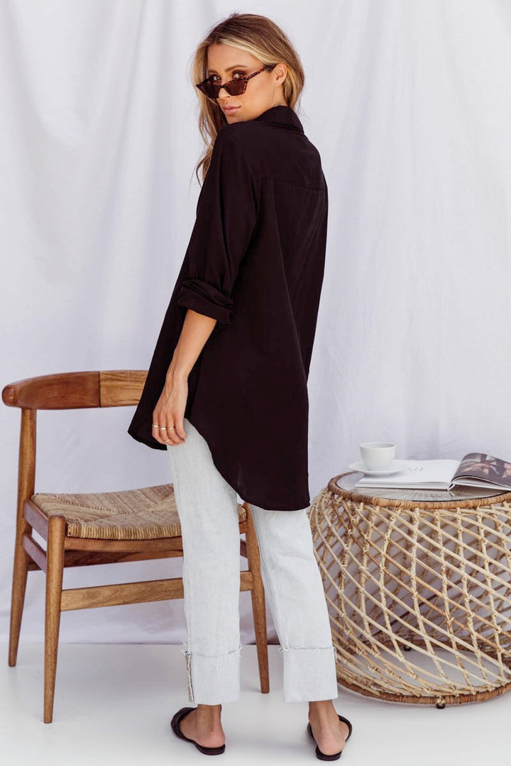 Sundays The Label WOMENS LEOPOLD OVERSIZED SHIRT 2.0 -BLACK, WOMENS TOPS & SHIRTS, SNDYS, Elwood 101