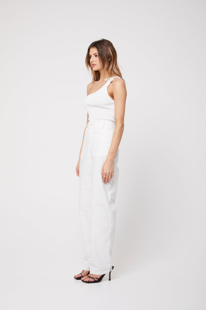 Rozalia Russian x Atoir WOMENS THE ONE SHOULDER TOP - WHITE, WOMENS TOPS & SHIRTS, APPAREL BY ROZALIA, Elwood 101