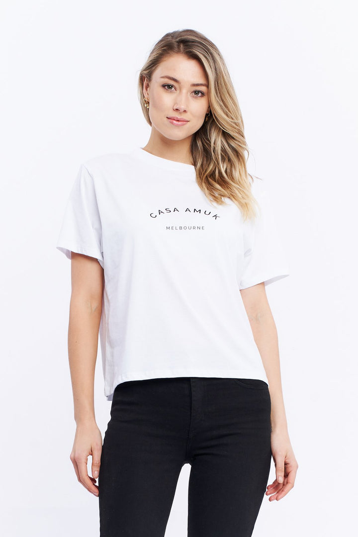 Casa Amuk WOMENS HERITAGE LOGO TEE - WHITE, WOMENS TEES & TANKS, CASA AMUK, Elwood 101