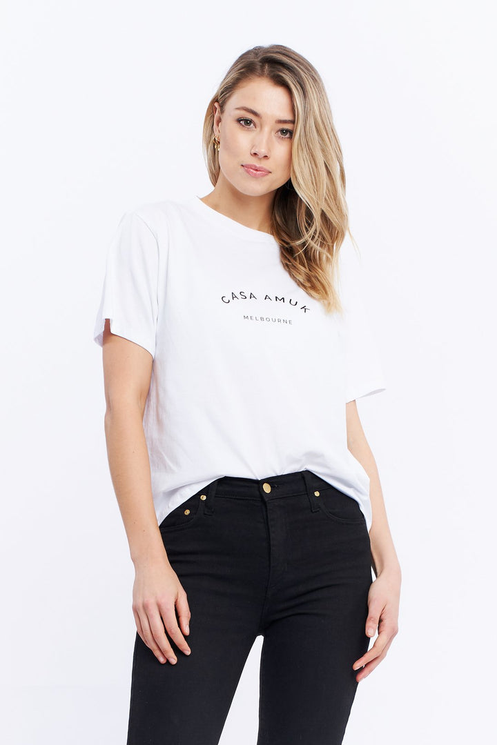 Casa Amuk WOMENS HERITAGE LOGO TEE - WHITE, WOMENS TEES & TANKS, CASA AMUK, Elwood 101