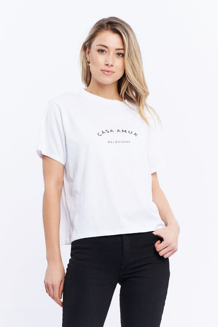 Casa Amuk WOMENS HERITAGE LOGO TEE - WHITE, WOMENS TEES & TANKS, CASA AMUK, Elwood 101