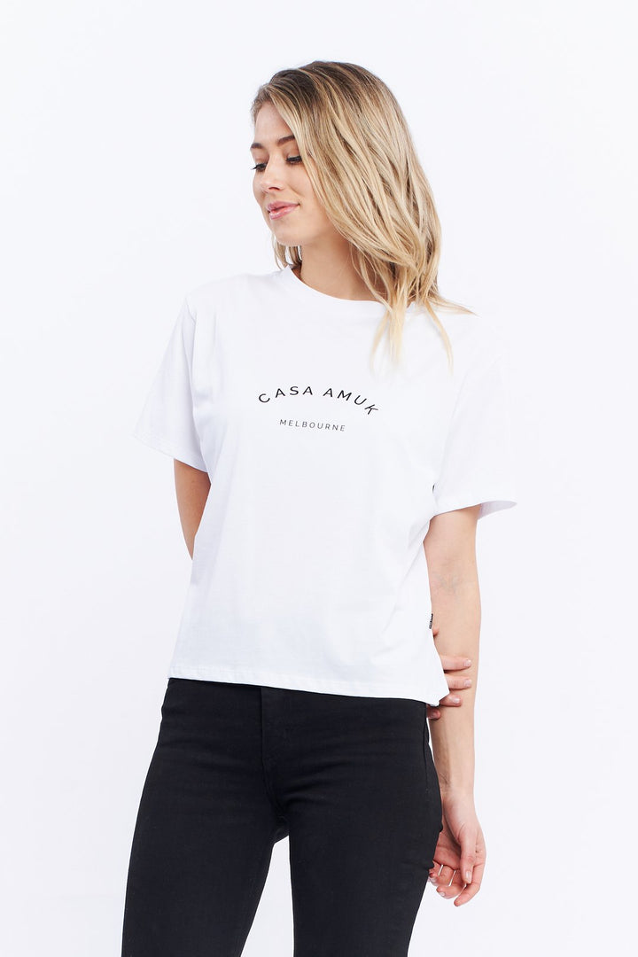 Casa Amuk WOMENS HERITAGE LOGO TEE - WHITE, WOMENS TEES & TANKS, CASA AMUK, Elwood 101