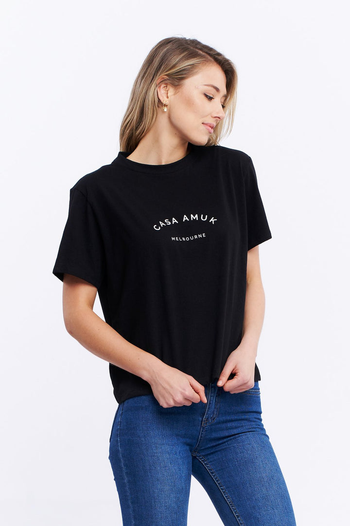 Casa Amuk WOMENS HERITAGE LOGO TEE - BLACK, WOMENS TEES & TANKS, CASA AMUK, Elwood 101