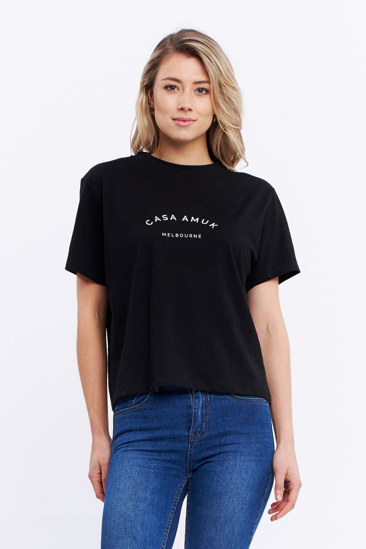 Casa Amuk WOMENS HERITAGE LOGO TEE - BLACK, WOMENS TEES & TANKS, CASA AMUK, Elwood 101