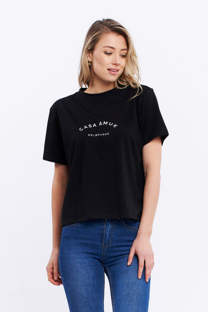 Casa Amuk WOMENS HERITAGE LOGO TEE - BLACK, WOMENS TEES & TANKS, CASA AMUK, Elwood 101